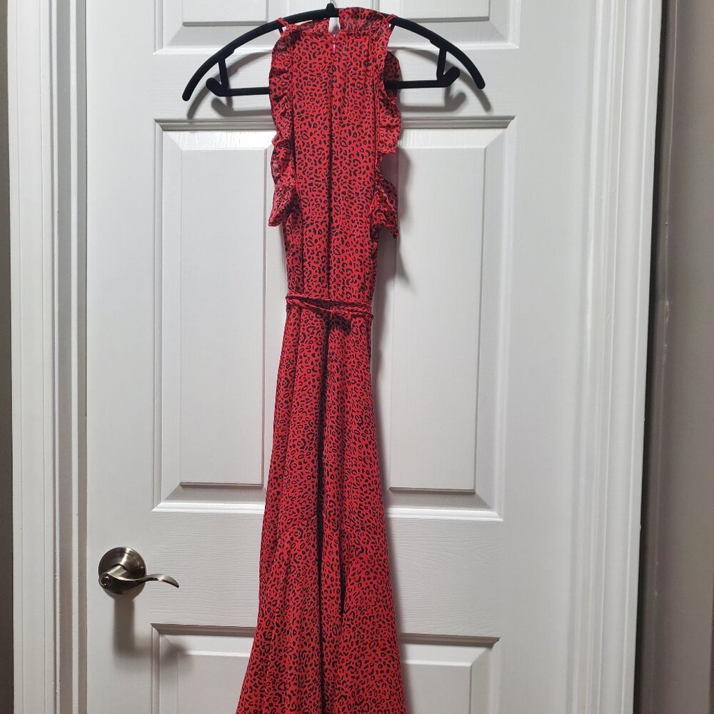 Who What Wear Red Leopard Midi Dress | XS